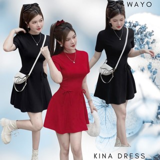 [Kina Dress] Đầm WAYO thiết kế cổ tròn nơ eo cách điệu dự tiệc sang trọng thanh lịch