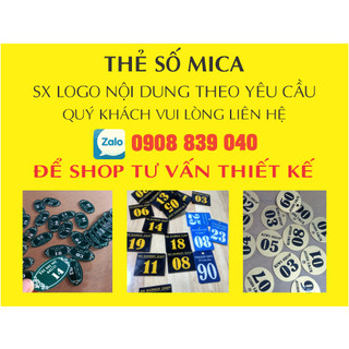 THẺ SỐ MICA -  GIỮ XE - SỐ  PHÒNG - SẢN XUẤT THEO YÊU CẦU 0k