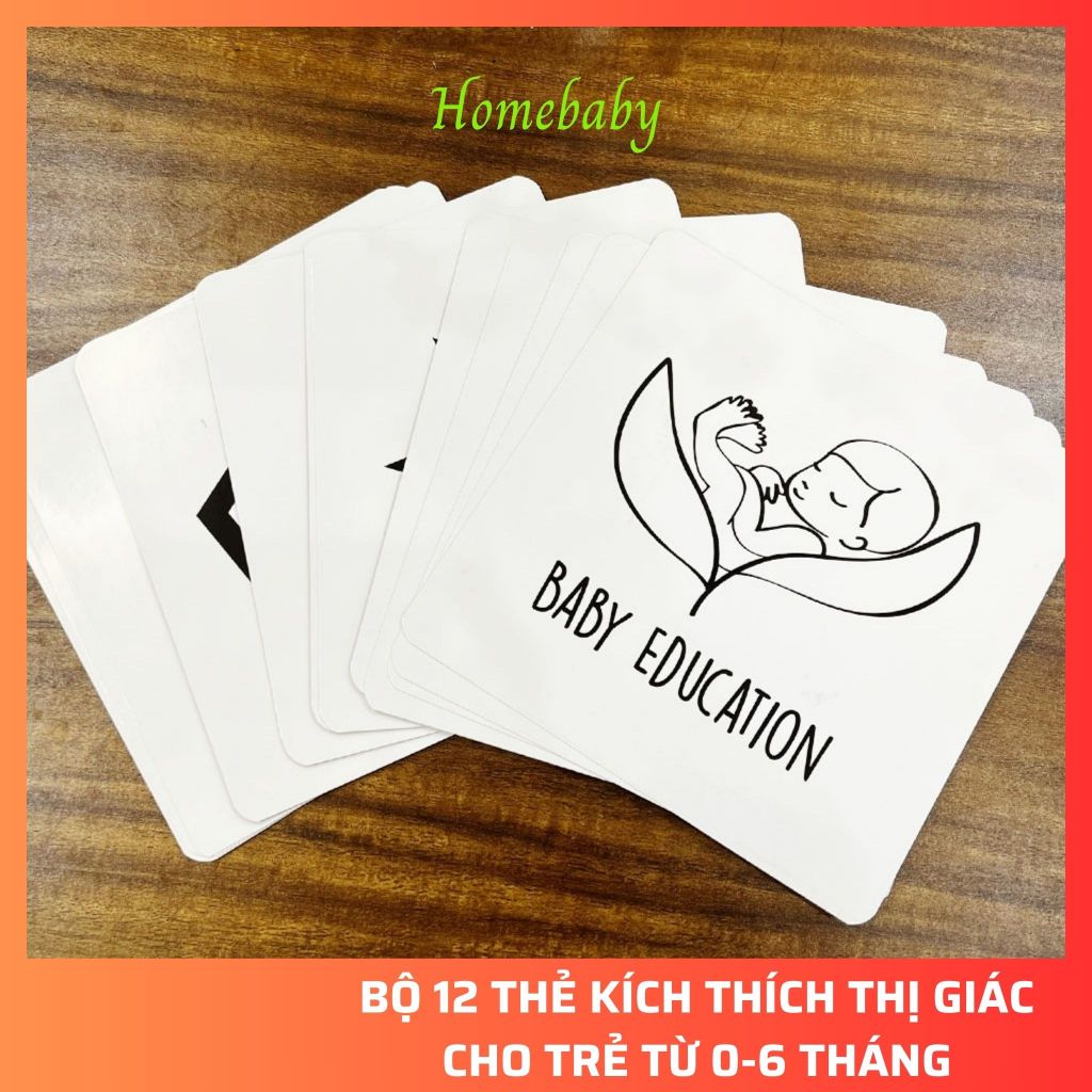 Thẻ kích thích thị giác bộ thẻ học thông minh đen trắng flashcard cho bé/trẻ sơ sinh