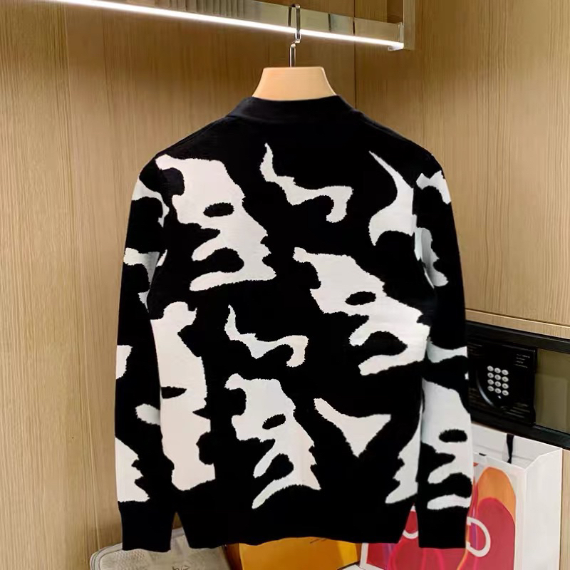 Áo khoác Cardigan, áo khoác Cardigan cho nam giới họa tiết bò sữa nổi bật xu hướng thời trang Thu / Đông 2023