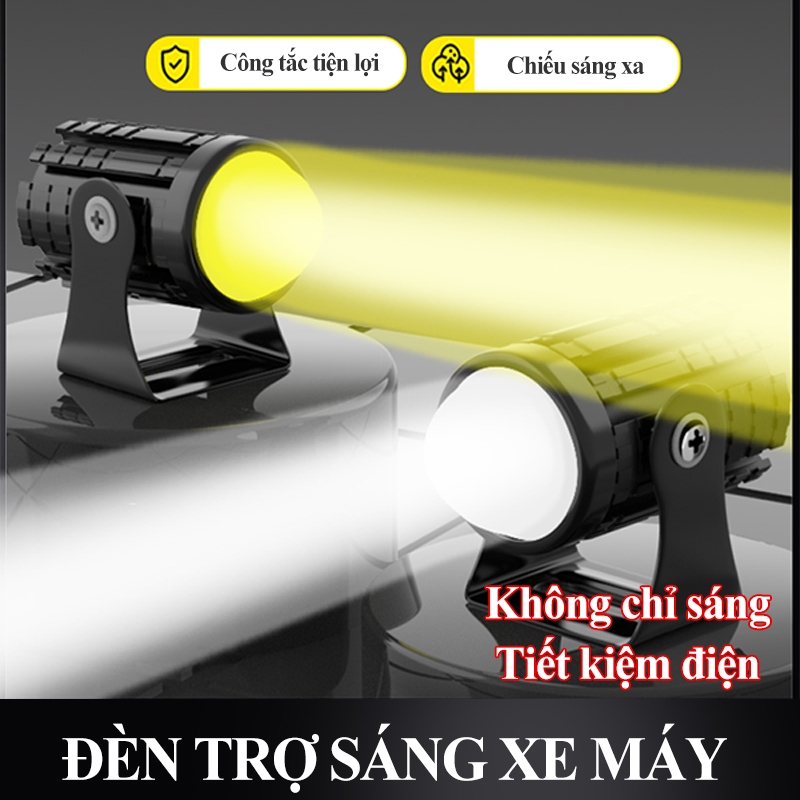Đèn trợ sáng xe máy MYT Đèn pha xe máy trắng vàng hai chế độ sáng Đèn LED trợ sáng xe máy chính hãng