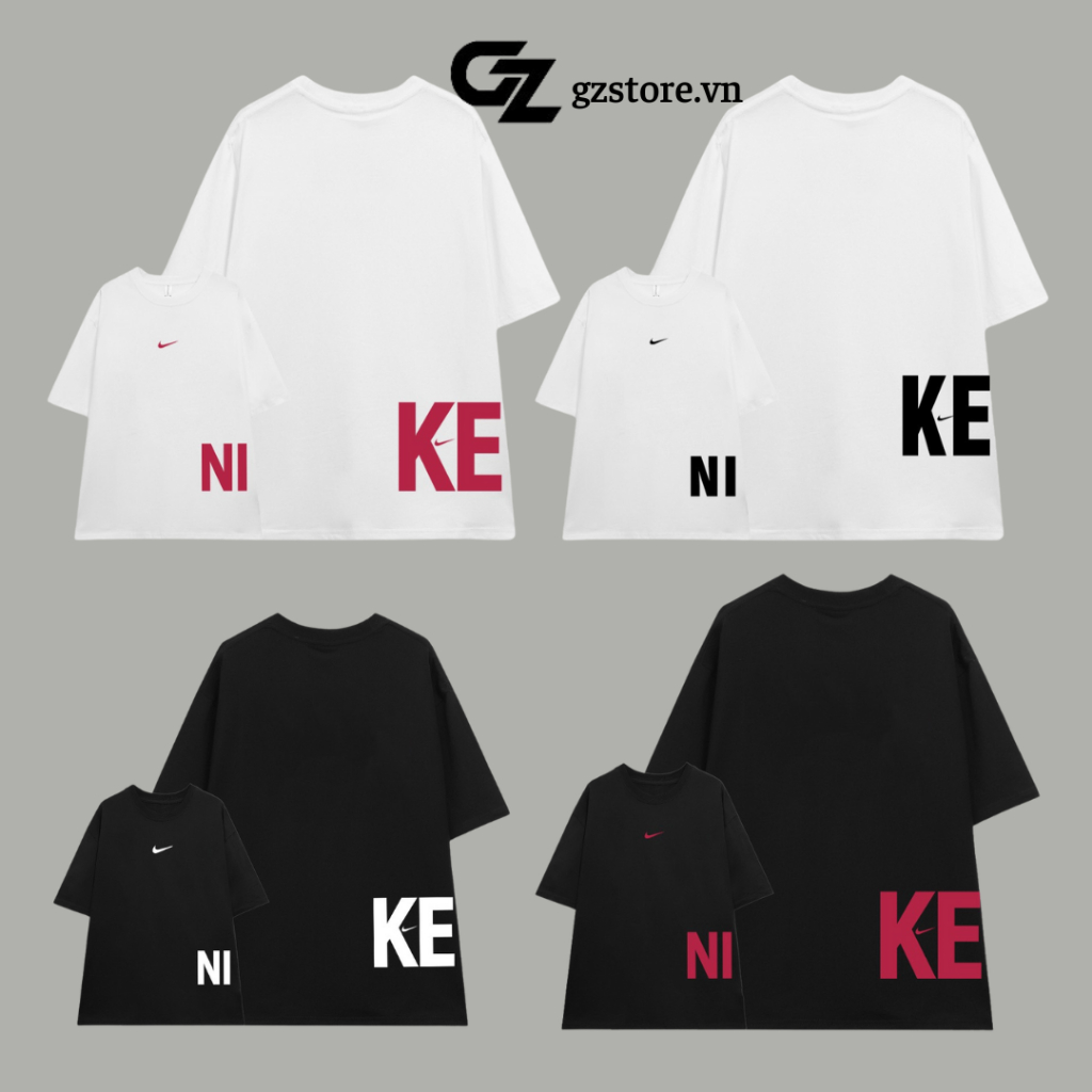 Áo thun Nike chính hãng chất cotton 100% áo thun basic nam nữ form rộng tay lỡ chất dày dặn thoáng mát GZ store.500
