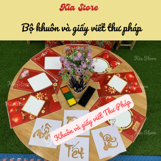 Khuôn chữ thư pháp và giấy viết thư pháp cho bé giấy có sẵn keo liền thân_tập viết chữ thư pháp