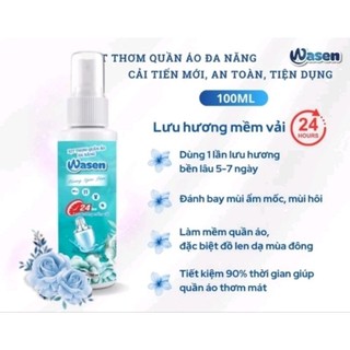 (Chai 100ml) Xịt thơm quần áo đa năng Wasen, lưu hương 24h