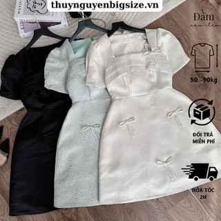 Đầm bigsize, Đầm thiết kế đính nơ lịch thiệp sang chảnh Bigsize 50-90kg