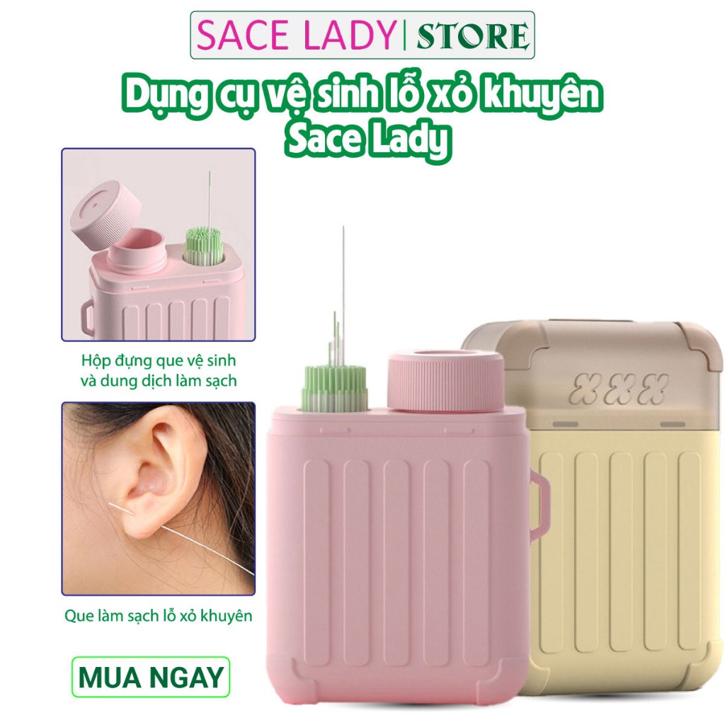 Bộ vệ sinh lỗ xỏ khuyên tai Sace Lady với thiết kế nhỏ gọn tiện lợi giúp làm sạch bảo vệ tai của bạn