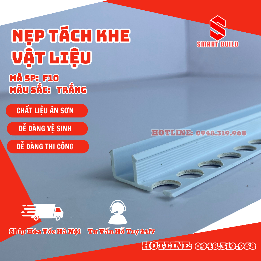 Nẹp Nhựa Tách Khe Vật Liệu F-10 / Nẹp Nhựa Xây Dựng / Nẹp Nhựa Trang Trí/ Tạo Khe Co Giãn Tường
