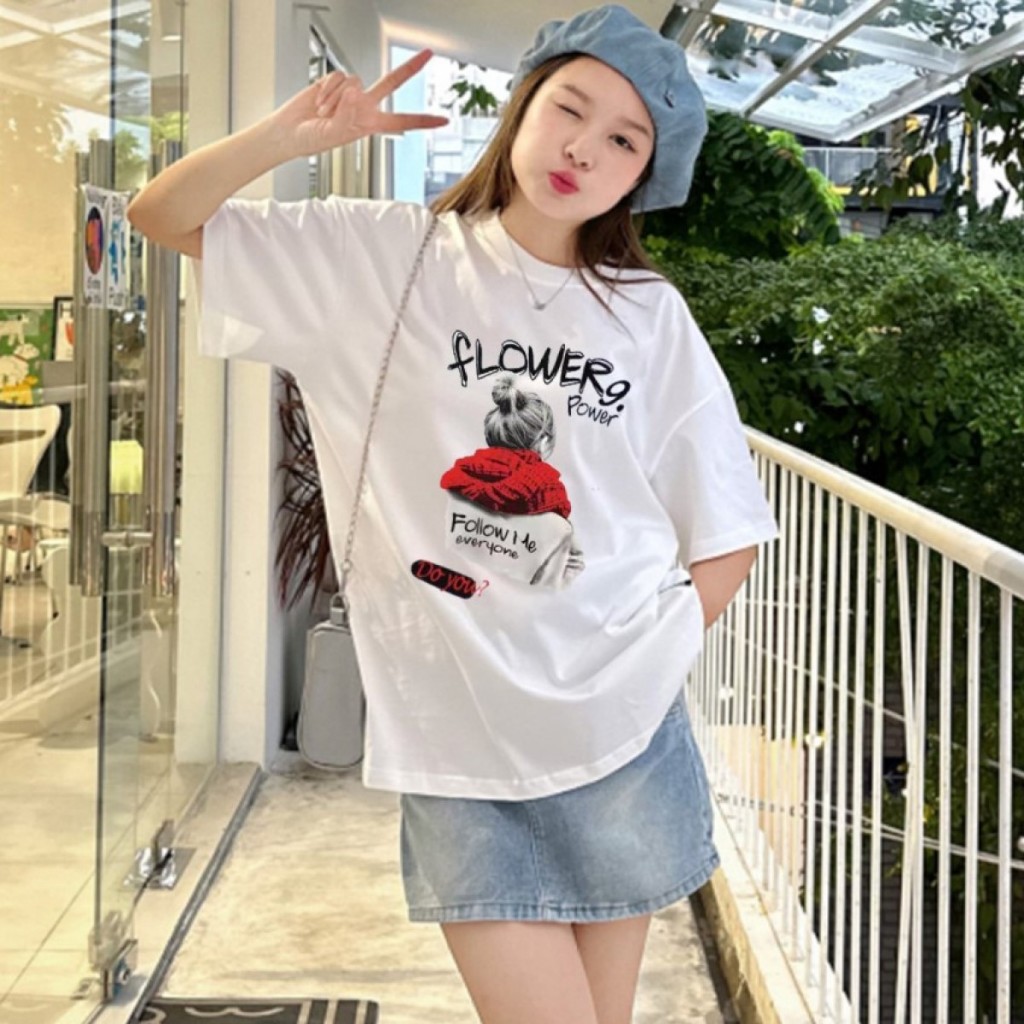 Áo thun nữ, áo phông nữ tay lỡ unisex GENZ STUDIO FOLLOW ME, áo form rộng full cotton oversize Phong