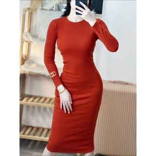 Đầm body tay thêu CC dài qua gối Cao cấp_UN