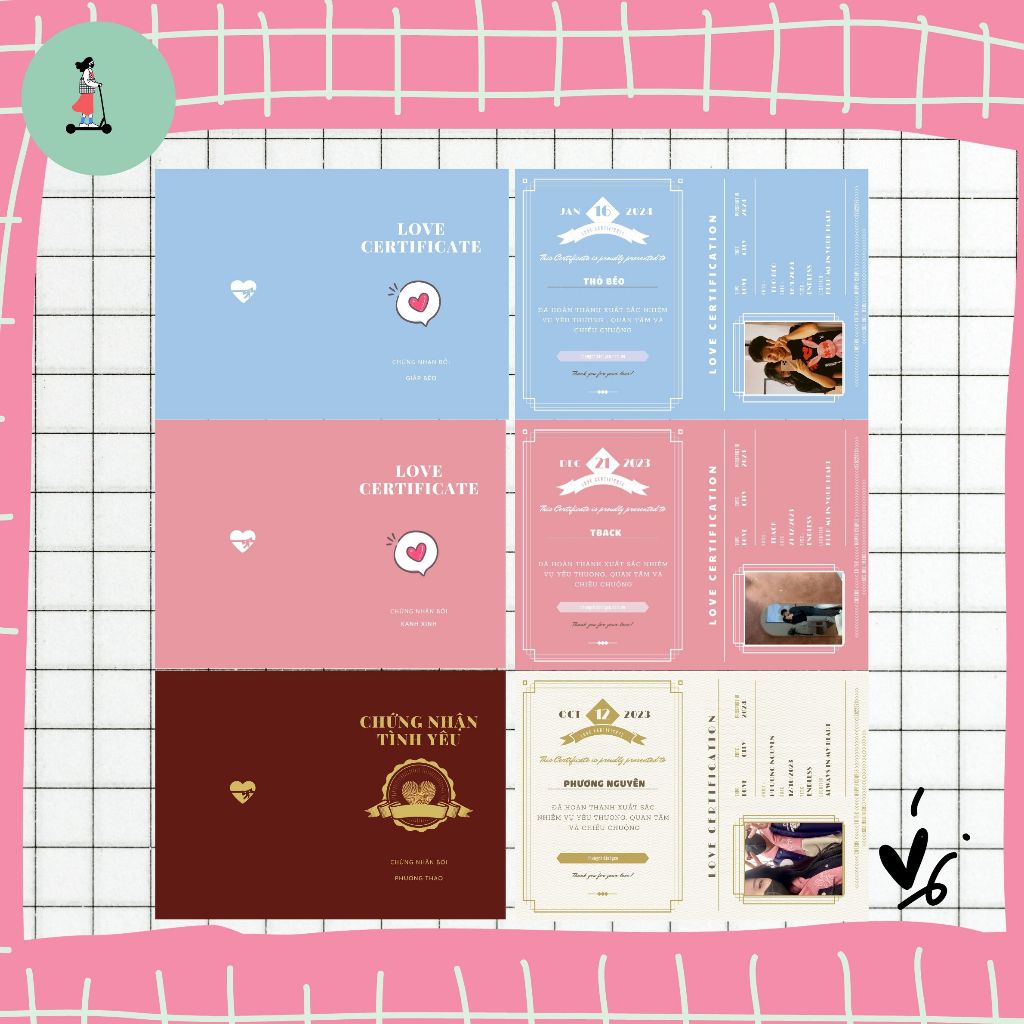 Chứng Chỉ Tình Yêu Dạng Gập Cho Cặp Đôi In Theo Yêu Cầu Love Certificate Quà Tặng Bạn Trai bạn Gái N