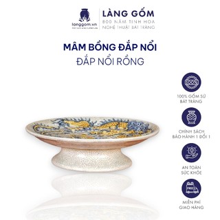 Mâm Bồng - Bộ thờ cúng, đồ thờ men rạn đắp nổi họa tiết Sen, Rồng, Long Phụng tinh xảo - Gốm sứ Bát Tràng cao cấp