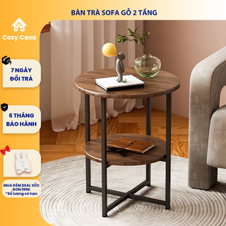 Bàn trà sofa tròn, bàn gỗ 2 tầng phong cách hiện đại - gm84