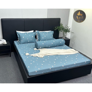 Bộ ga gối cotton lụa hàn quốc habobedding, ga giường bo chun đủ size đệm 1m6 1m8, vỏ gối 45x65 lót bông dày dặn