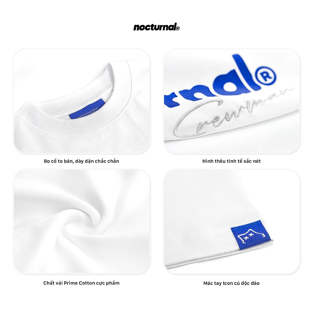 Áo Thun Thêu NOCTURNAL Crewman Tee Cotton 100% Unisex Nam Nữ Form Rộng Tay Lỡ Oversize Local Brand | BigBuy360 - bigbuy360.vn