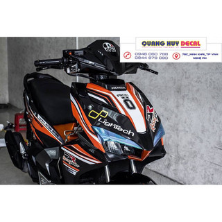 Tem trùm xe air blade đen cam , tem trùm xe air blade, team xe ab, chế độ tem decal dán xe máy ab