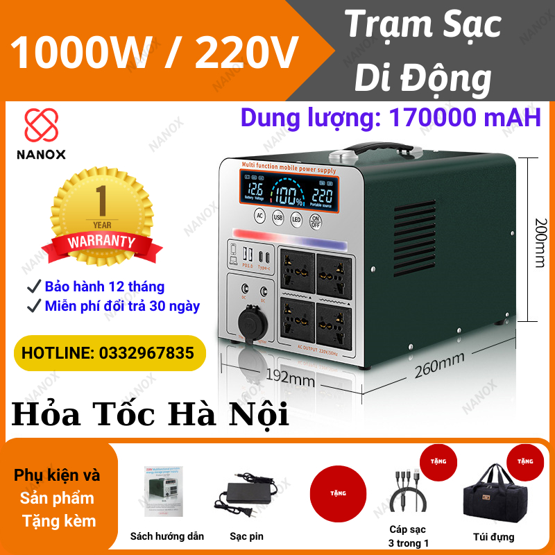 Trạm Phát Điện 220V - Trạm Sạc Dự Phòng Công Suất Lớn - Lưu Điện - Tích Điện - Di Động