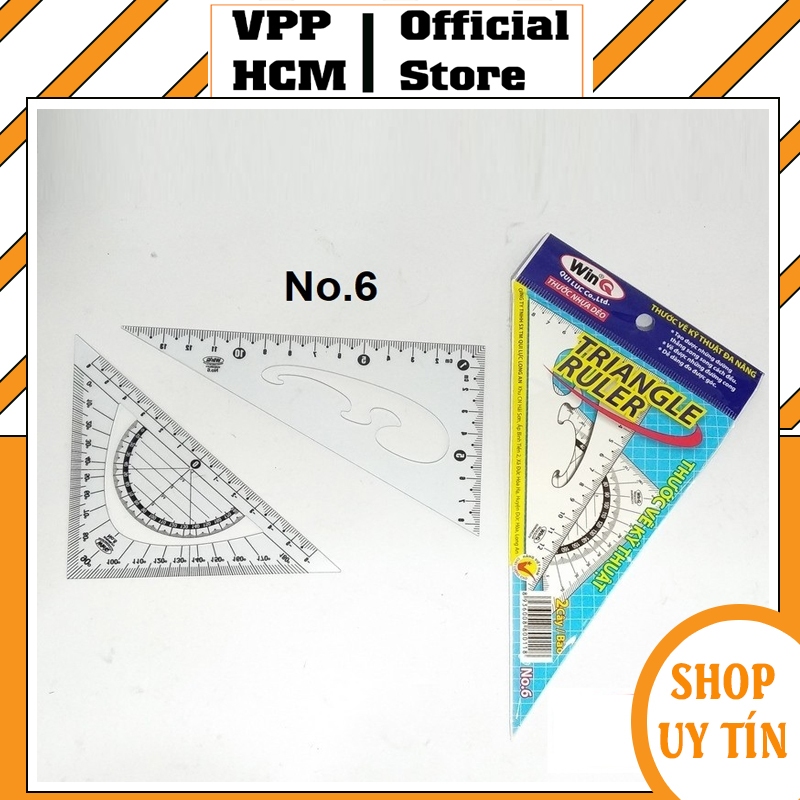 [Combo 5 Bộ] Thước kẻ eke WinQ lớn N06 - Thước kẻ eke học sinh ( bộ 2 cây)