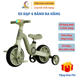 Xe đạp 4 bánh có nhạc đèn phát sáng cho bé từ 2 đến 5 tuổi Xe chòi chân cân bằng 3 in 1 cho trẻ em có bàn đạp DC036