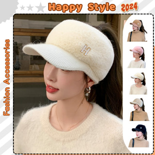 Mũ Len Hở Chóp Nón Lưỡi Trai Nửa Đầu Lông Chữ H Giữ Ấm Mùa Đông Form Unisex Nam Nữ N174 – Happy Style