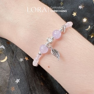 Vòng tay thiết kế bạc s925 lora violet love kết hợp thạch anh hồng và thạch anh tím tình cảm học tập sp000021