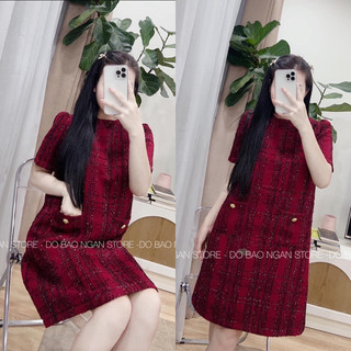 Váy xuông thiết kế cao cấp tiều thư dạ đỏ lót voan cúc ngọc