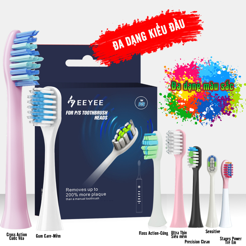 Sẵn HCM- Cho máy S100 Pro Set Bộ 3 đầu bàn chải thay thế cho S100 Pro, Fossio, Brushie và nhiều loại