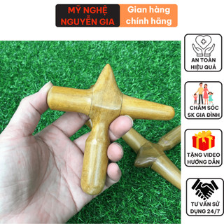 Dụng cụ massage day ấn huyệt gỗ Bách thơm mát hình búa