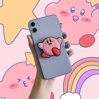 Kẹp điện thoại dán ốp chống mỏi tay pop up Popsocket chất liệu sillicon hình Kirby lười biếng dễ thương S34