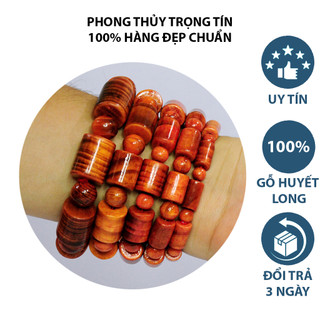Vòng Tay Gỗ Huyết Long Thấu Quang, Vòng Đeo Tay Phong Thủy Đốt Trúc Cho Nam Nữ Đủ Size