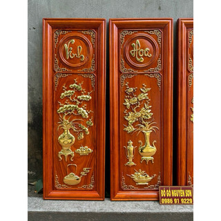 Tranh tứ bình gỗ hương đỏ