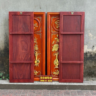 Tranh tứ bình gỗ hương đỏ