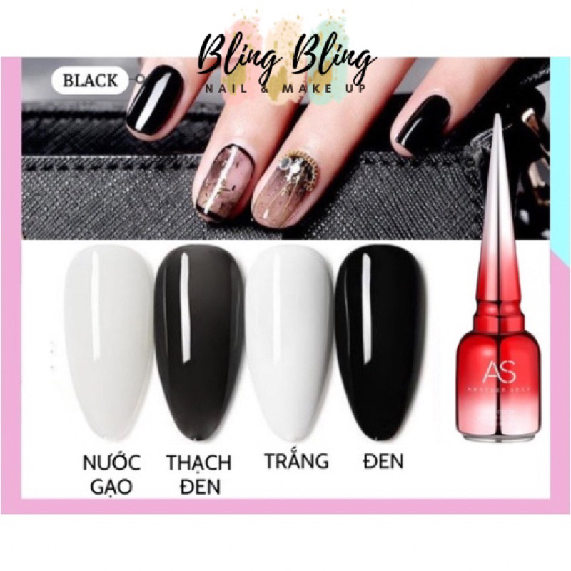 Sơn gel AS màu đen trắng trắng sữa chua nước gạo thạch đen chai đỏ chai 15ml sơn móng tay gel