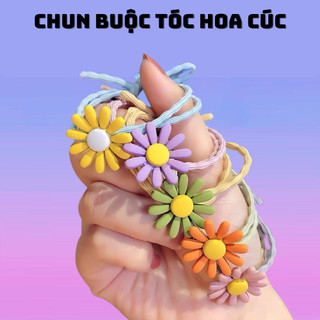 Chun buộc tóc hoa cúc nhiều màu hottrend 2024