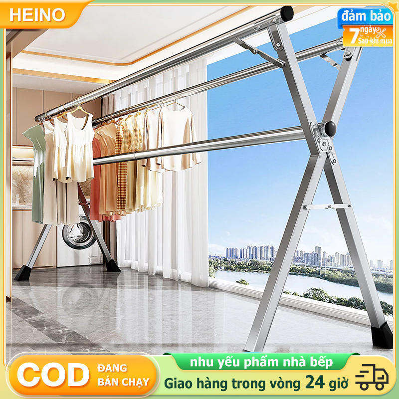 HEINO Giàn Phơi Quần Áo Gấp gọn kiểu Treo Đồ Thông Minh Dạng Móc treo quần áo dạng ống lồng gấp đôi bằng thép không gỉ