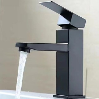 Vòi rửa mặt, lavabo nóng lạnh cao cấp GIORMANI SNL34 (vuông đen) tặng đôi dây cấp inox