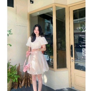 CASON - Đầm tơ tay bồng Hailey