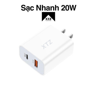 Cốc sạc nhanh 20w z80 chính hãng qc 3.0 2 cổng usb và type c - bh lỗi 1 đổi 1 xtz