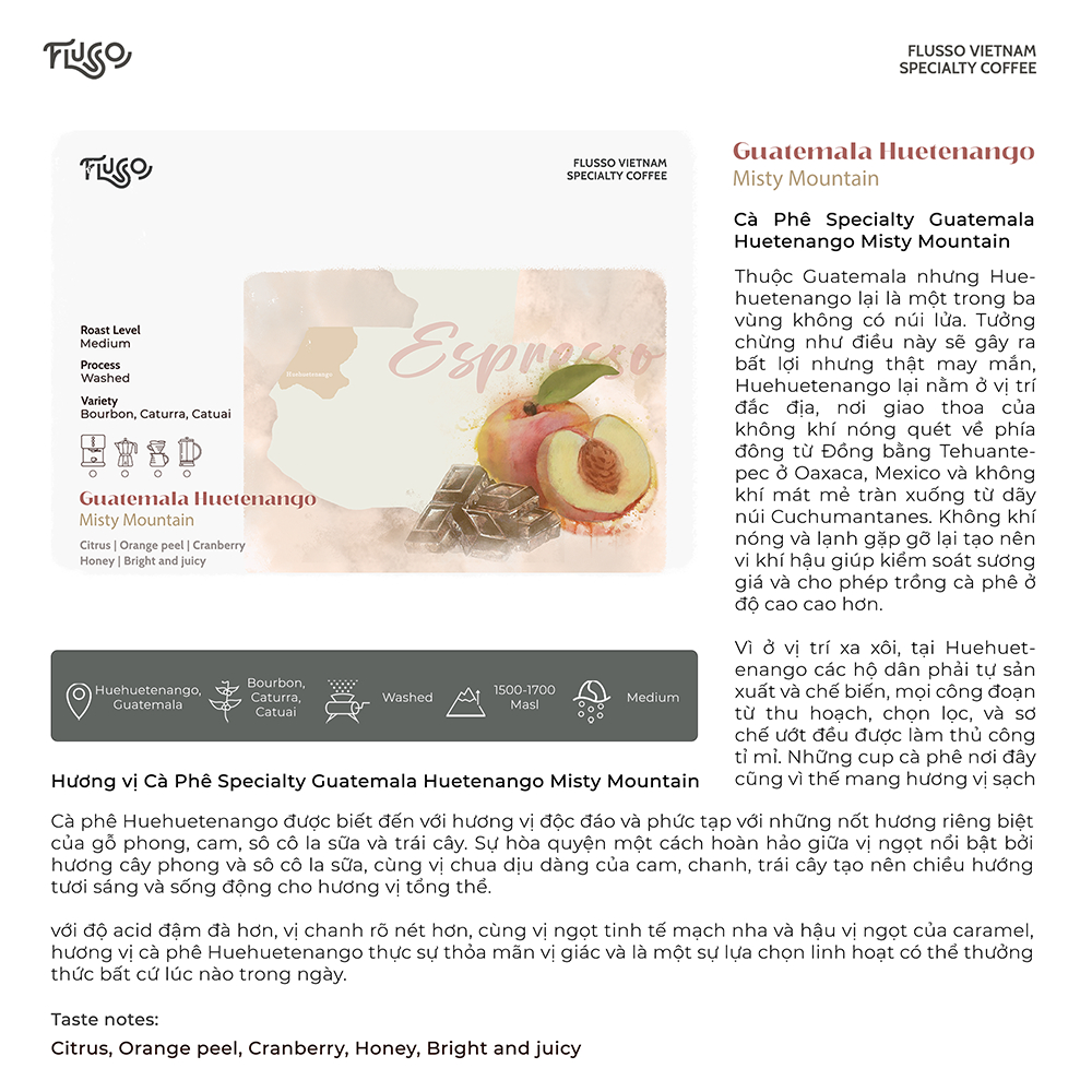 Cà phê Espresso Guatemala Huetenango Misty Mountain