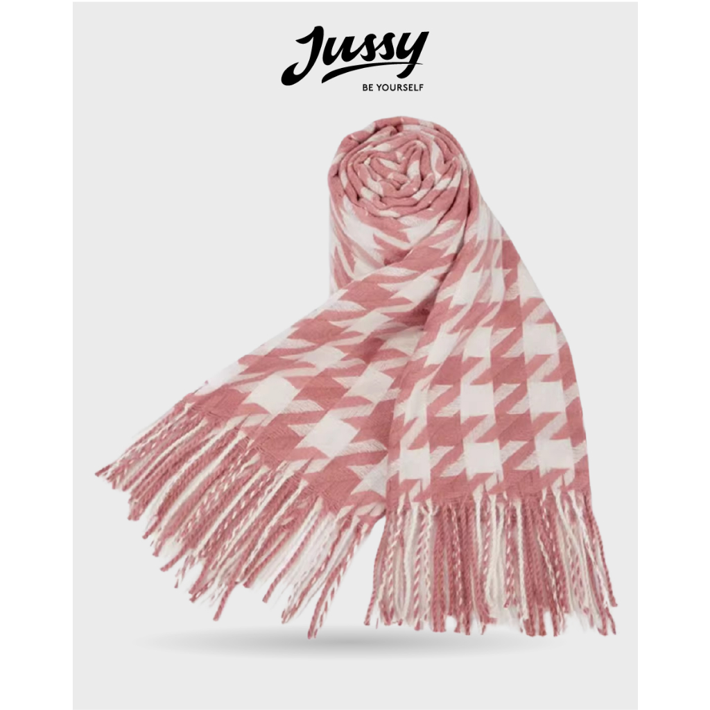 Khăn Choàng Cổ Caro JK40-47 Unisex Nam Nữ Jussy Official Chất Khăn Quàng Nam Nữ Len Cashmere Dày Mịn 180x58cm