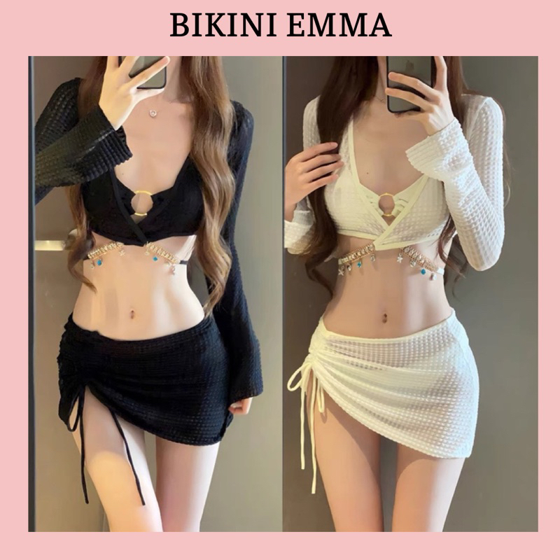Bộ Đồ Bơi 4 Mảnh Đính Đá Charm EMMA Cao Cấp