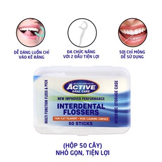 Tăm chỉ nha khoa Beauty Formulas Active Oral care Interdental Flossers - 50 cái