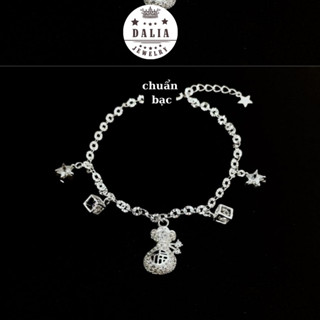 vòng tay kim tiền bản dày dặn phối charm túi tiền LT19 DaLiA Jewelry lắc tay bạc phối charm cho nữ nạm đá