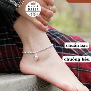 Lắc chân có chuông bi bạc trơn cao cấp DaLiA Jewelry lắc chân bạc bi nhỏ chuông to đáng yêu