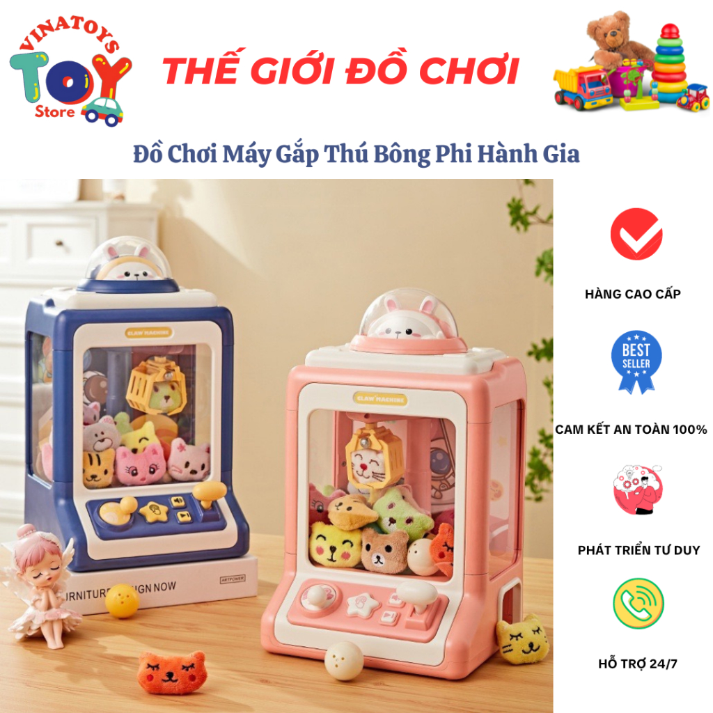 Đồ Chơi Máy Gắp Gấu VINATOYS, Có Hiệu Ứng Nhạc và Đèn Tặng Kèm Gấu Bông Và Bóng, An Toàn Cho Bé (Mẫu Mới)