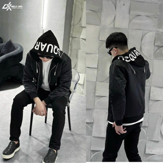 [High Quality] - ÁO KHOÁC GIÓ TRẦN PHAO " 60374 " DSQ2 MŨ NỈ đen form dáng chuẩn dày dặn