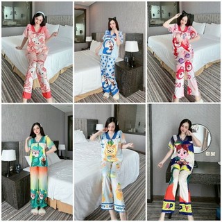 Đồ bộ Pjzama nữ nhiều màu dễ thương, chất lụa xước mềm mịn mát