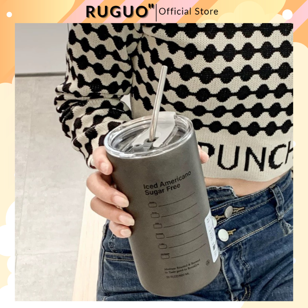 Ly Giữ Nhiệt Iced Americano Màu Xám Dung Tích 600ml Inox 304
