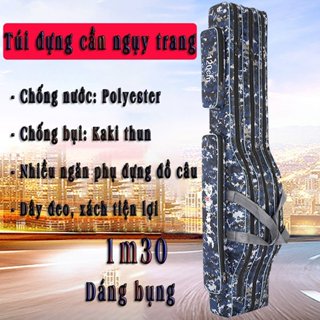  Túi Đựng Cần Câu Cá Bao Đựng Cần 2 Ngăn Và 3 Ngăn Cao Cấp Mẫu Ngụy Trang Đủ Kích thước1m25CM-1M3 có bụng ngăn thẳng 