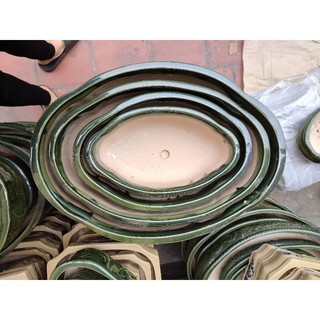 4 chậu áng mây men xanh gốm Bát Tràng