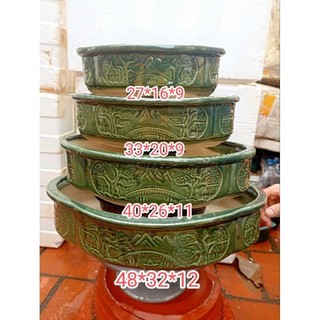 4 chậu áng mây men xanh gốm Bát Tràng